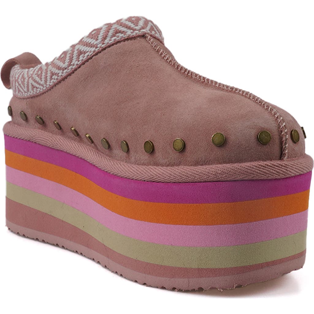 Zigi Brianne Faux Fur Platform Clog In Pink Suede