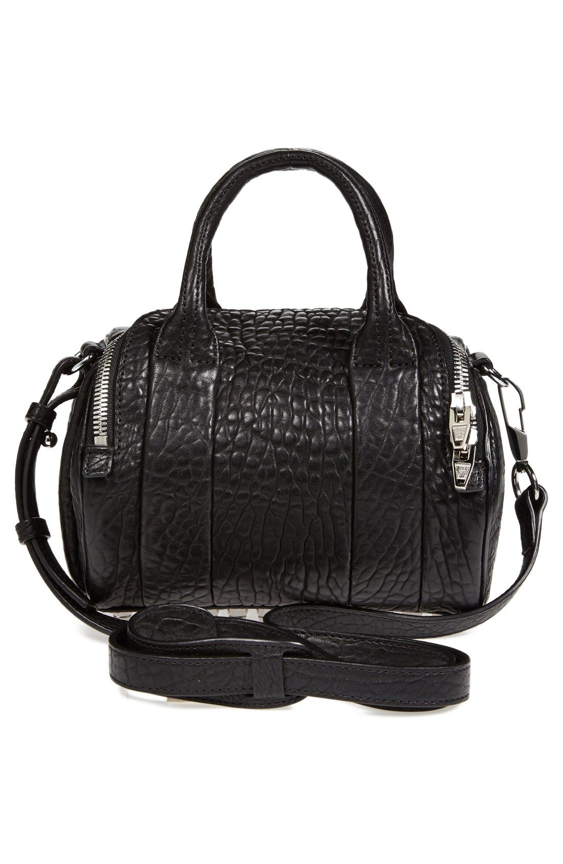 Alexander Wang 'Mini Rockie - Nickel' Leather Crossbody Satchel, Alternate, color, 