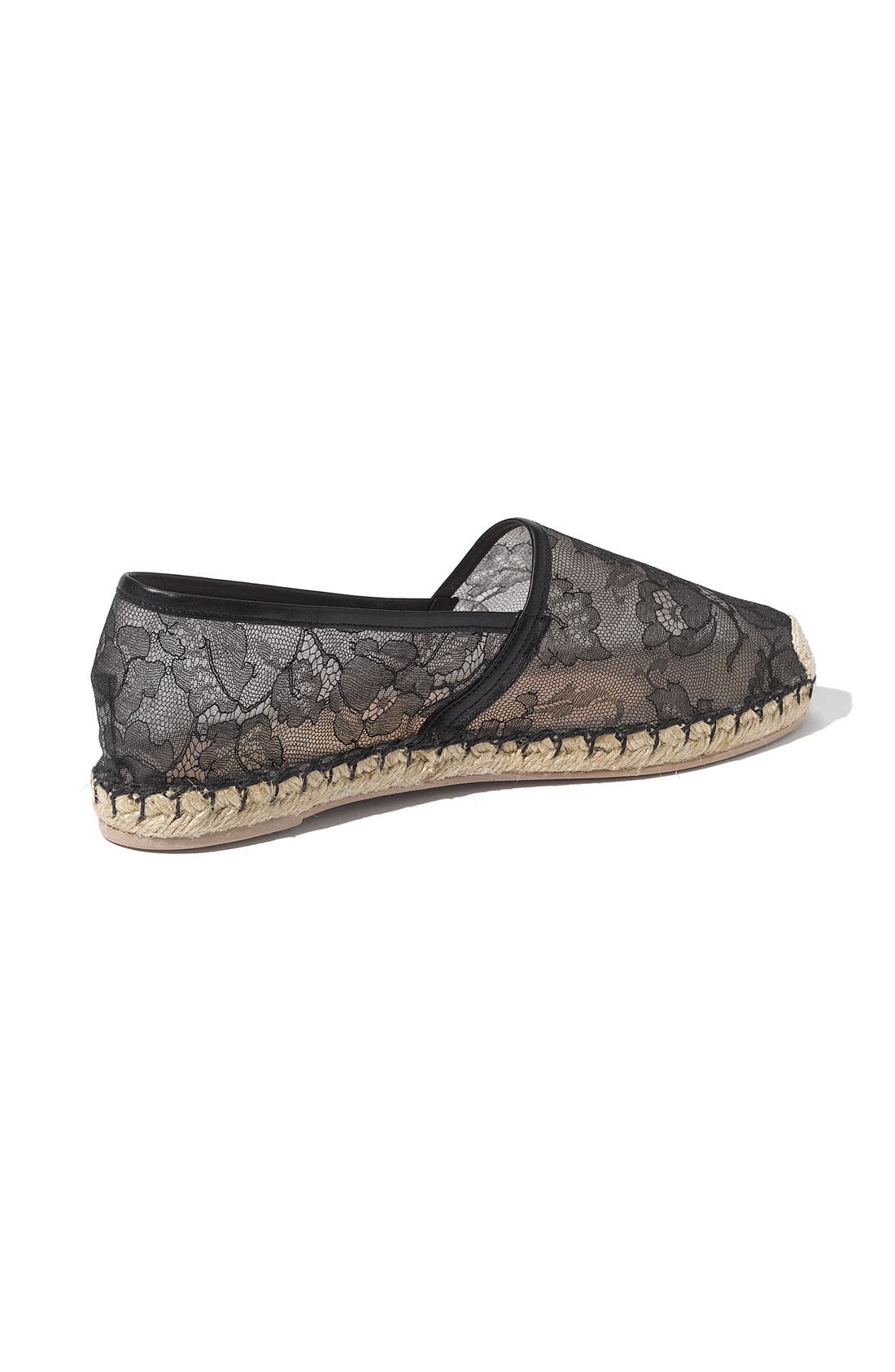 Lace Flat Espadrille, Alternate, color, BLACK