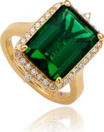 SUZY LEVIAN Halo Emerald Cut Cubic Zirconia Ring