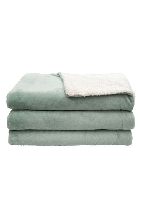 Reversible Faux Shearling Throw Blanket