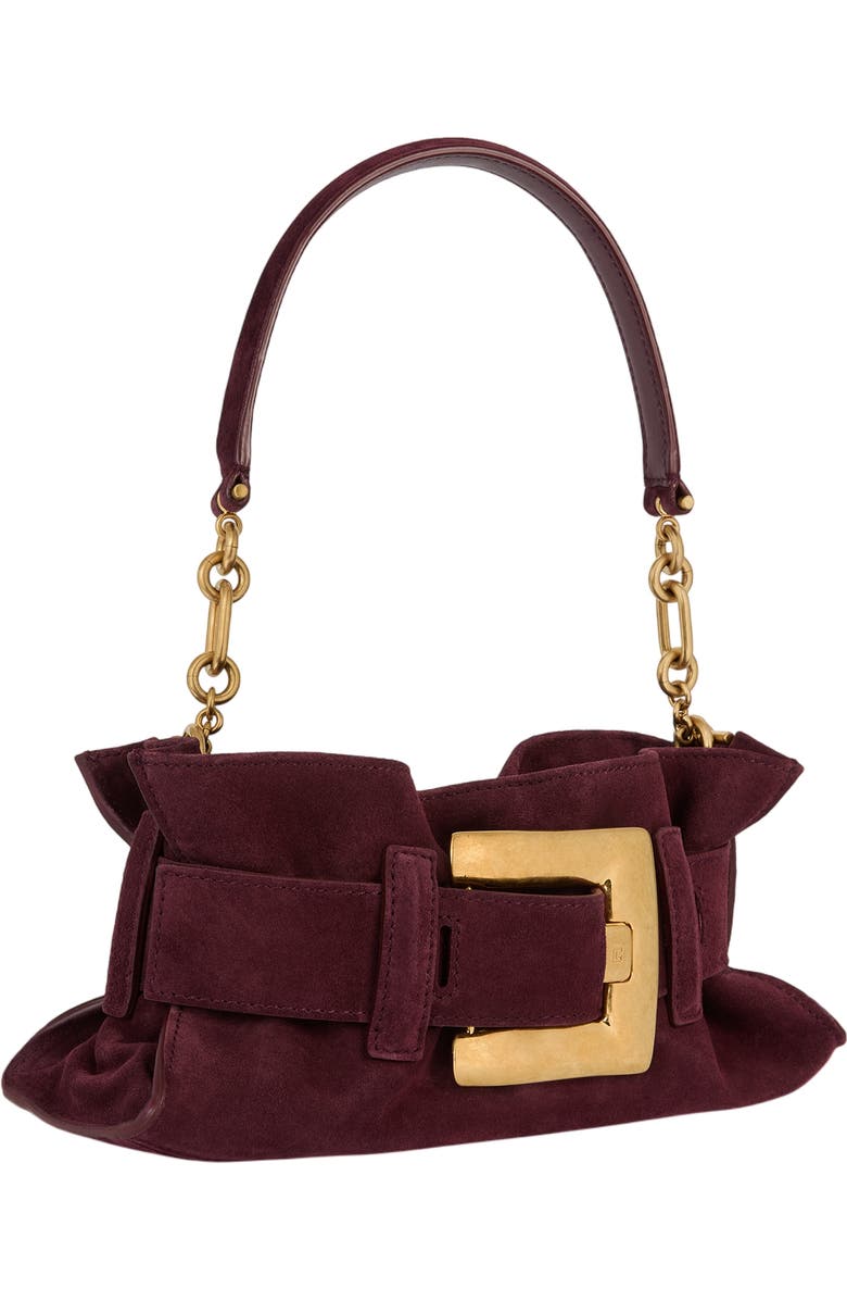 Balmain Anthem Mini suede leather bag, Alternate, color, Red