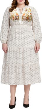 Standards & Practices Polka Dot Long Sleeve Midi Dress