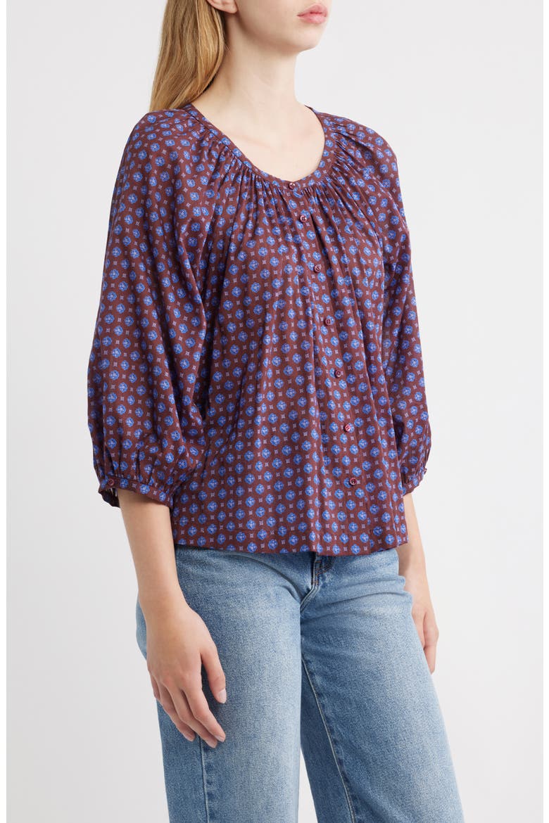 Jiana Print Organic Cotton Top, Alternate, color, MENORCA FOULARD