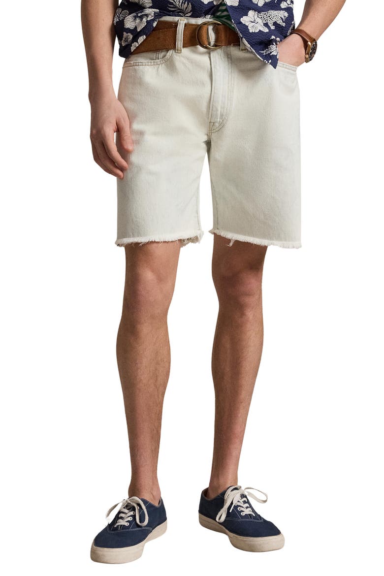 Classic Fit Frayed Hem Denim Shorts, Main, color, CLEARWATER