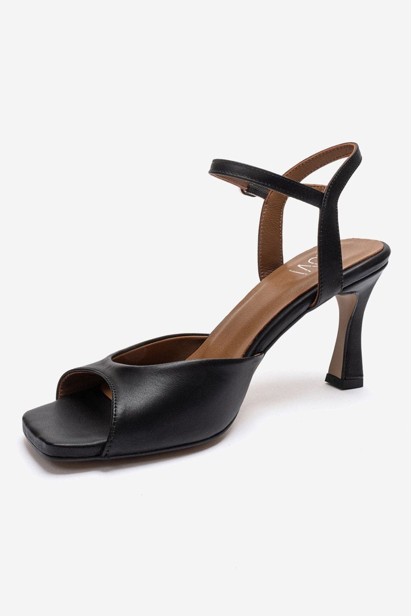 Elvia Leather Stiletto Ankle Strap Sandal, Alternate, color, Black