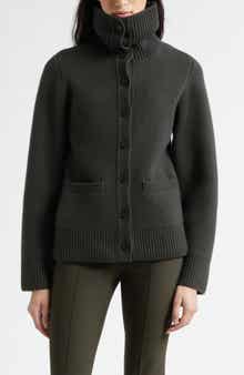 Double Face Wool Blend Turtleneck Cardigan