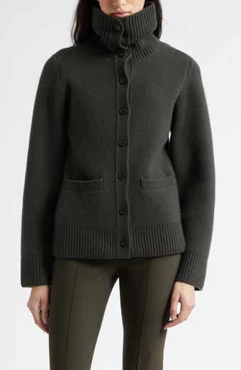 Double Face Wool Blend Turtleneck Cardigan