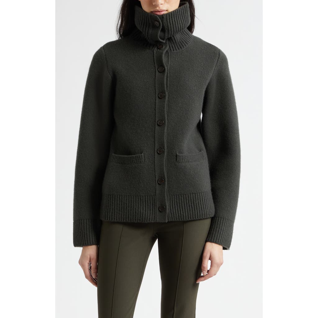 Vince Double Face Wool Blend Turtleneck Cardigan In Multi