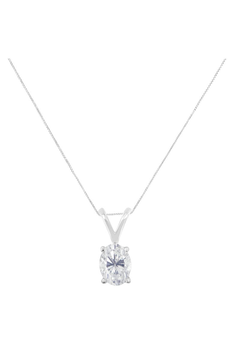 IGI Certified 10K White Gold 3/8 cttw Diamond Oval Pendant Necklace, Alternate, color, White