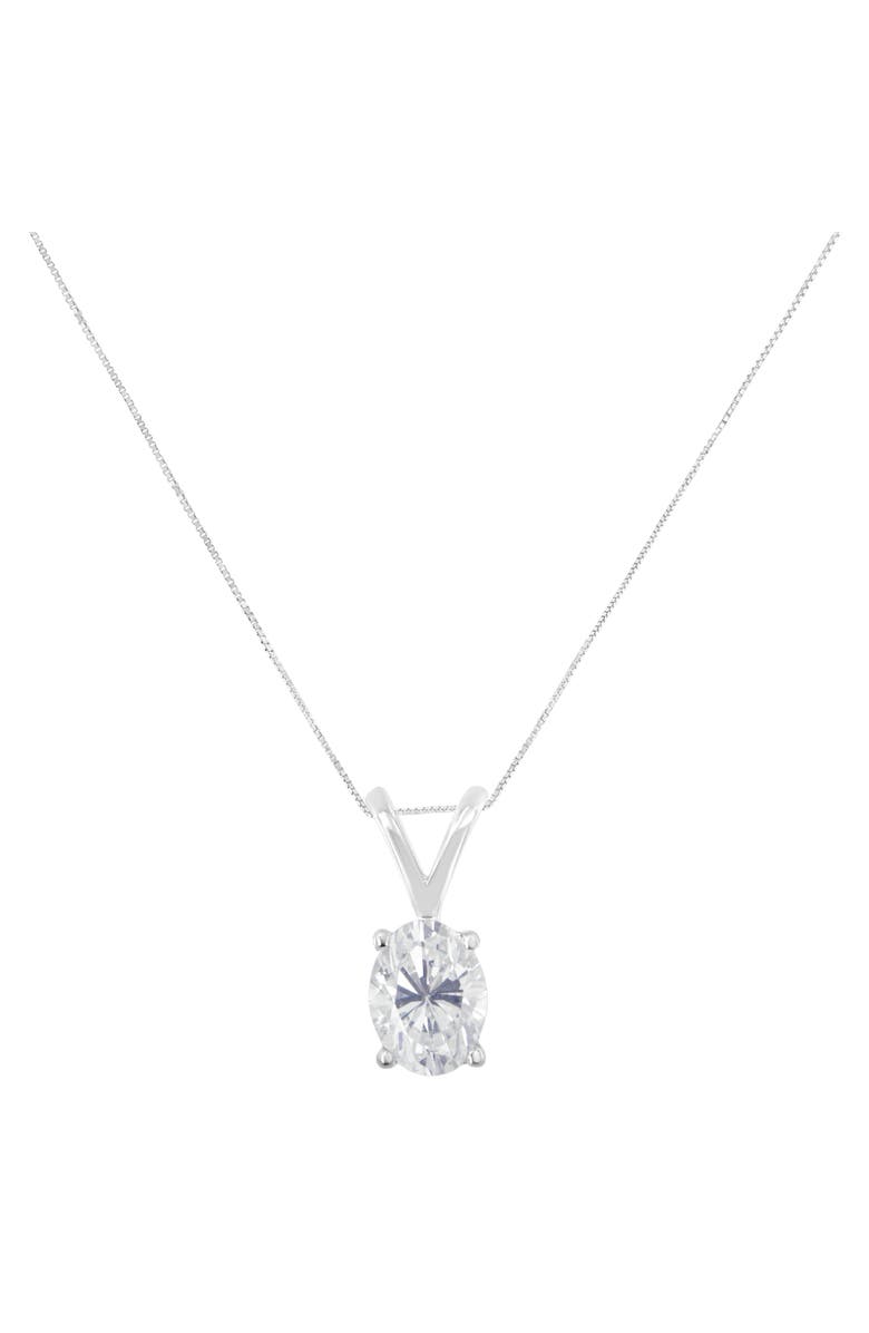 Haus of Brilliance IGI Certified 10K White Gold 3/8 cttw Diamond Oval Pendant Necklace, Alternate, color, White