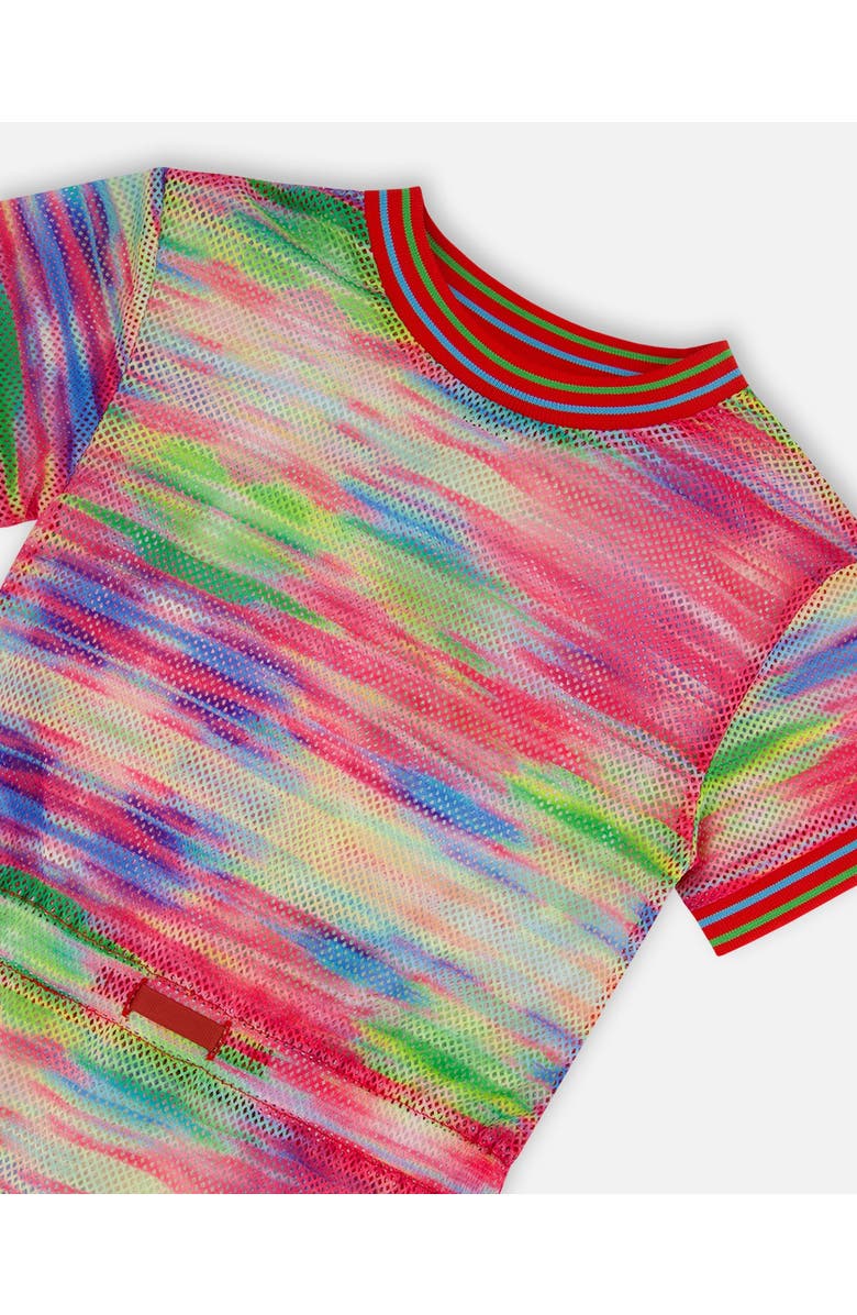 Deux par Deux Girl's Short Sleeve Mesh Beach Dress Multicolored, Alternate, color,
