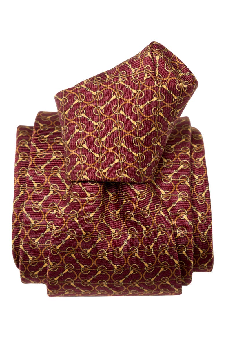 Palio - Printed Silk Tie for Men, Alternate, color, Burgundy