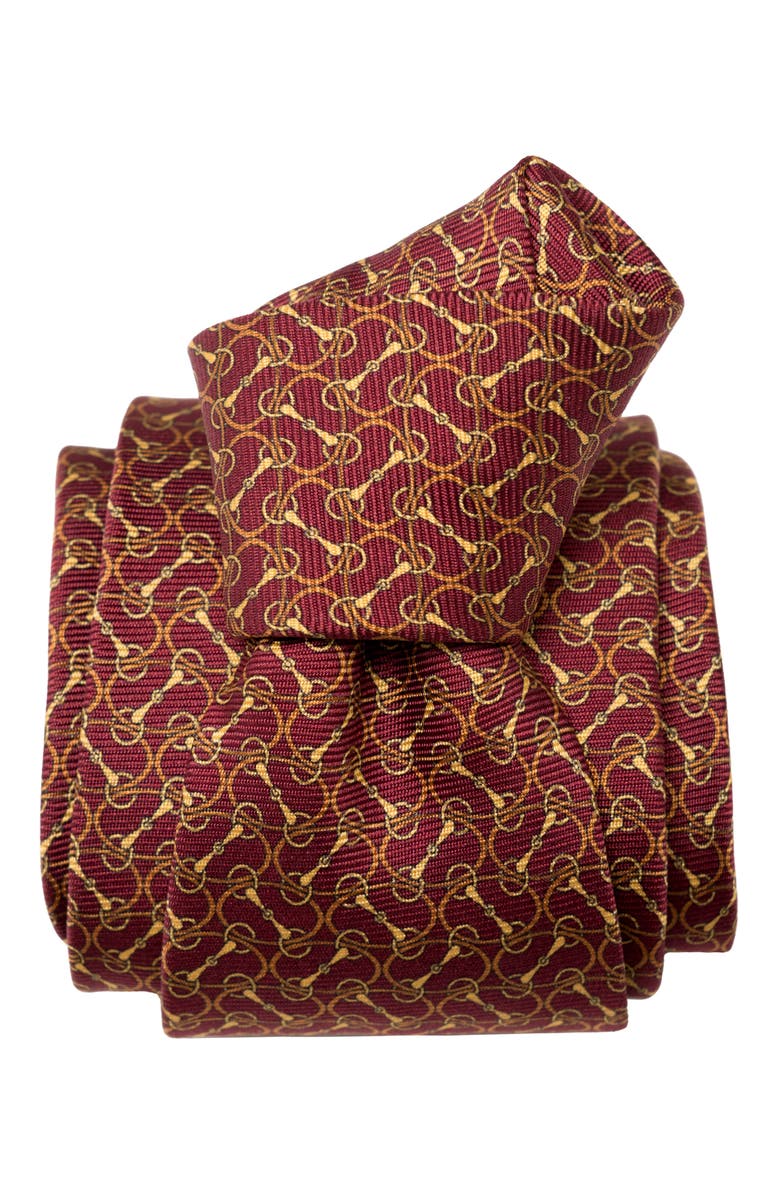 Elizabetta Palio - Printed Silk Tie for Men, Alternate, color, Burgundy