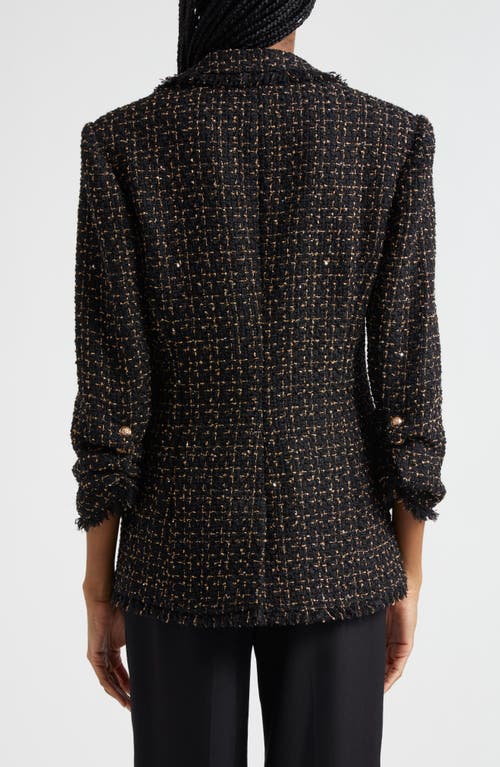 Cinq À Sept Sylvie Metallic Tweed Blazer In Black/gold
