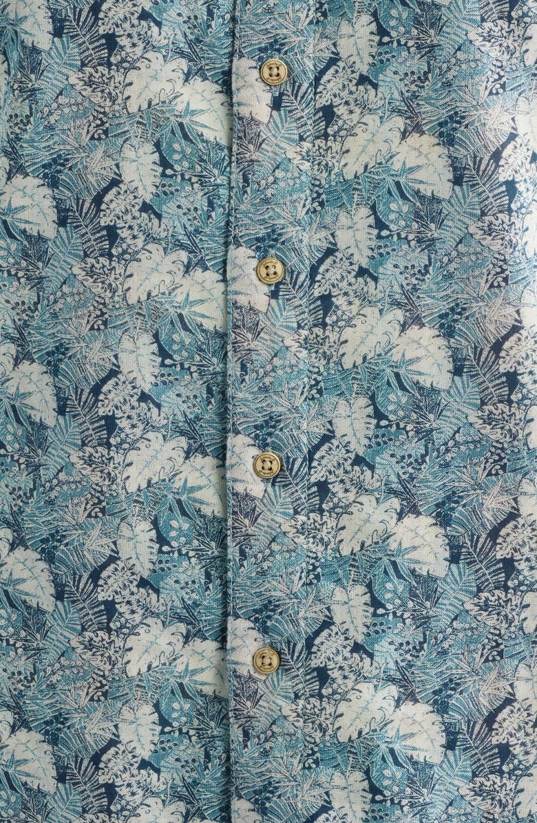 johnnie-O Ragland Botanical Print Cotton Blend Sport Shirt, Alternate, color, Wake
