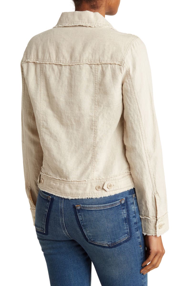 ELIE ELIE TAHARI Fringe Trim Linen Shirt Jacket, Alternate, color, 