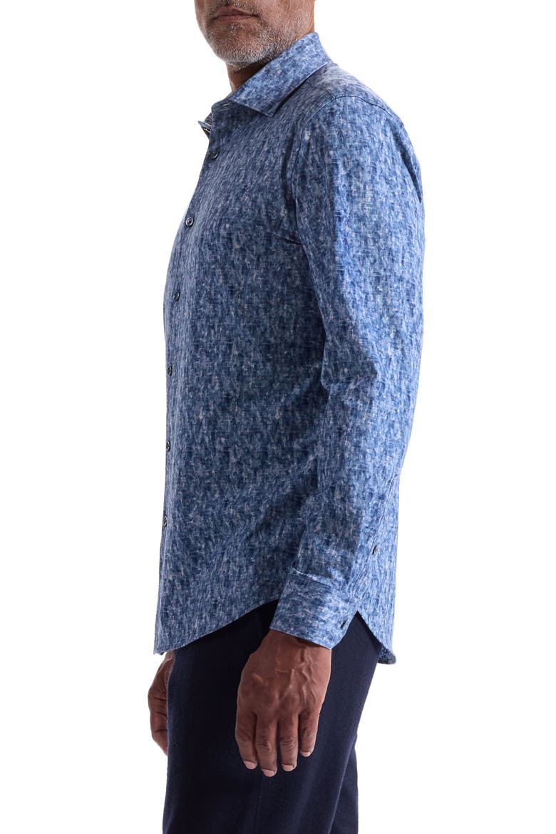 Jimmy OoohCotton® Abstract Print Button-Up Shirt, Alternate, color, COBALT