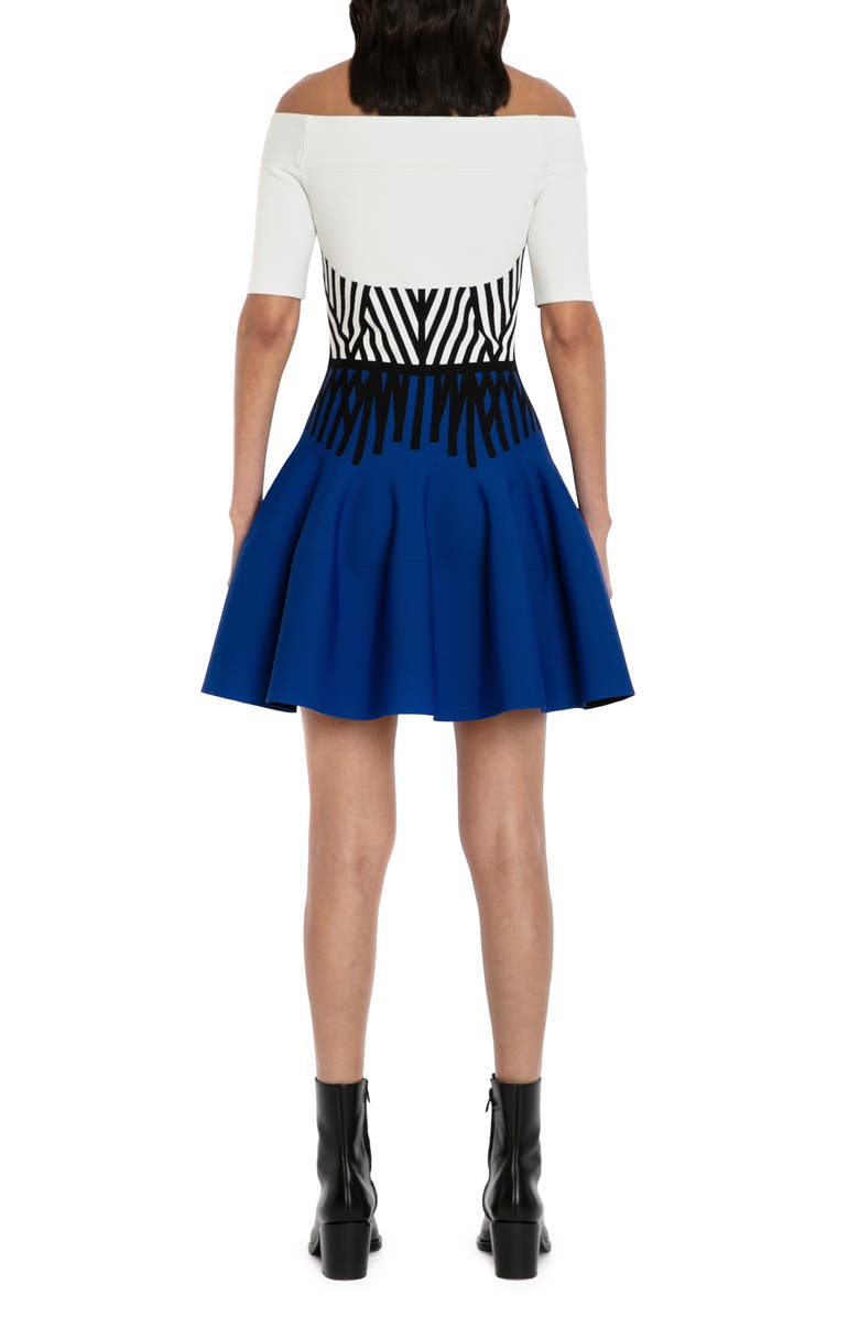 McQueen Off the Shoulder Corset Jacquard Minidress, Alternate, color,