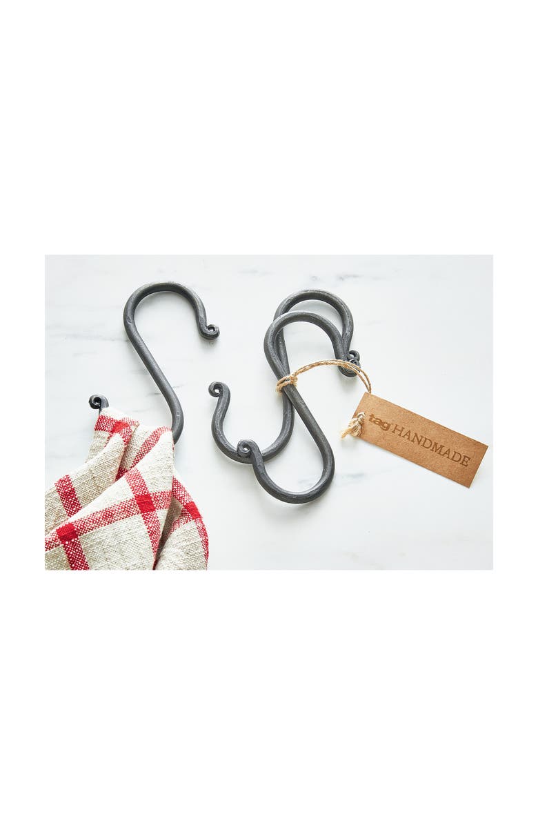 tag Hand Forged S Hook Set of 2 Black Iron Kitchen Decor, Alternate, color, Black