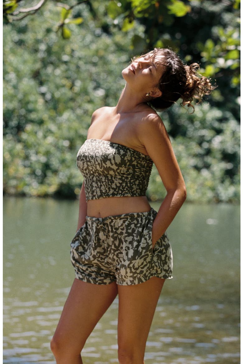 Leo Patterned Cover-Up Shorts, Alternate, color, BAJA BLOOM
