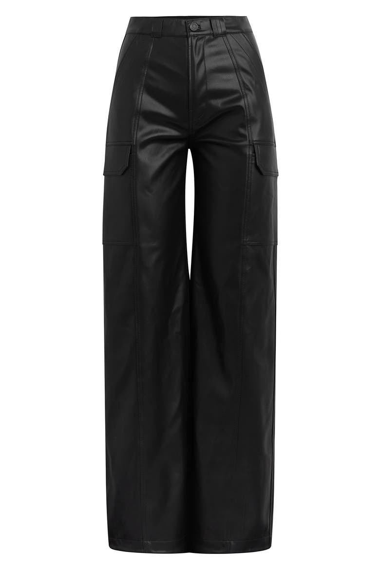 High Waist Wide Leg Cargo Pants, Alternate, color, BLACK