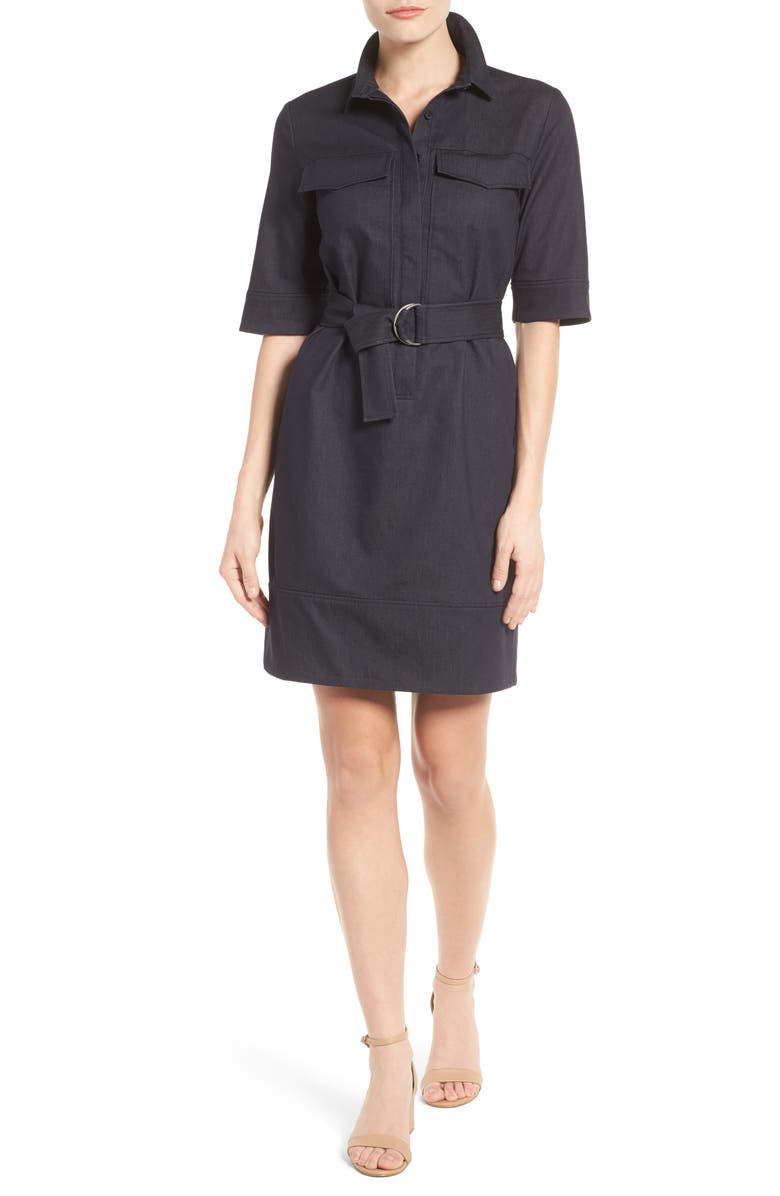 Halogen<sup>®</sup> Belted Denim Shirtdress, Main, color,