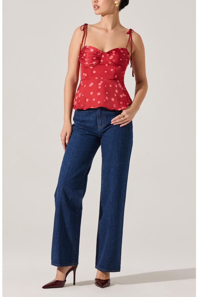 Selina Peplum Corset Top, Alternate, color, RED POLKA DOT