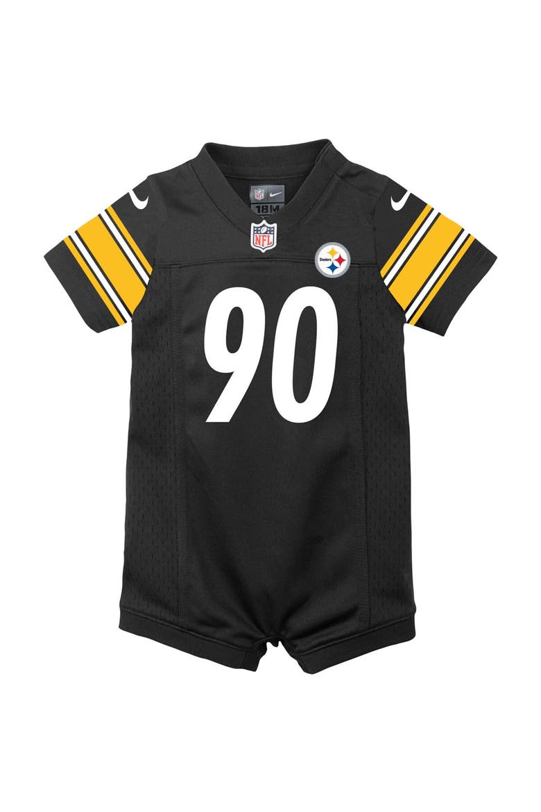 Infant Nike T.J. Watt Black Pittsburgh Steelers Game Romper Jersey, Alternate, color, Black