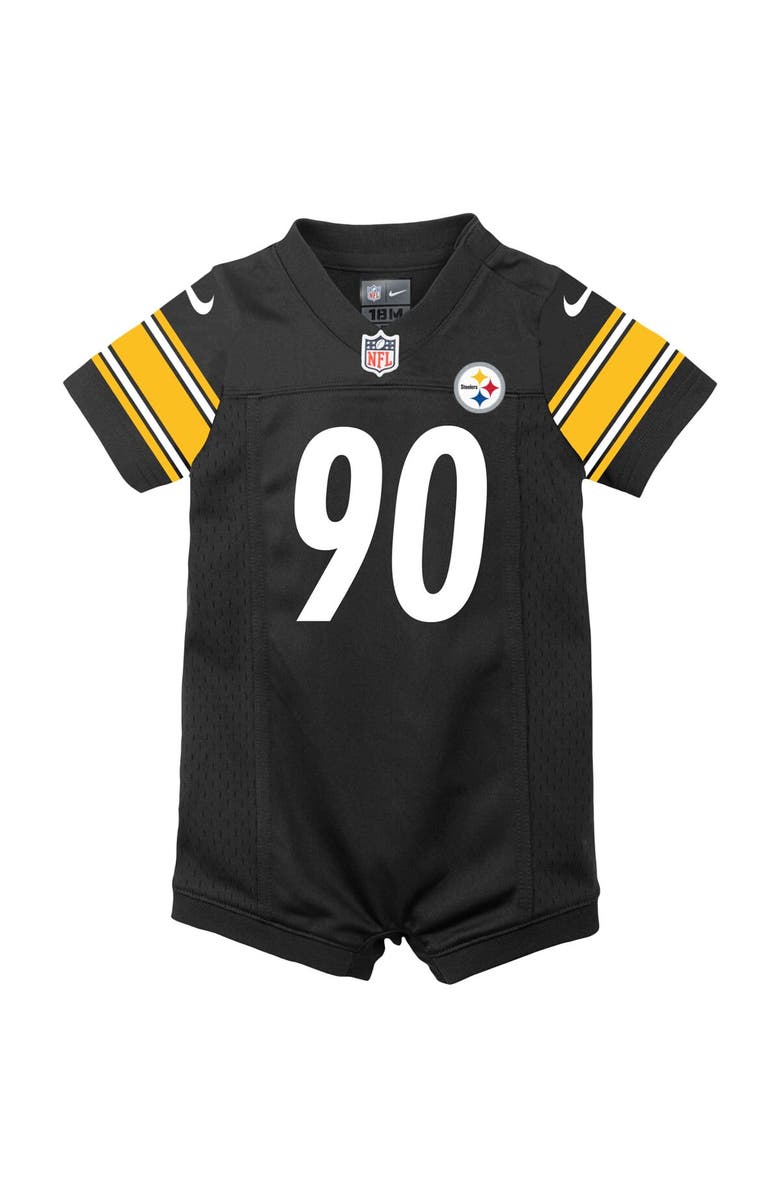 Nike Infant Nike T.J. Watt Black Pittsburgh Steelers Game Romper Jersey, Alternate, color, Black