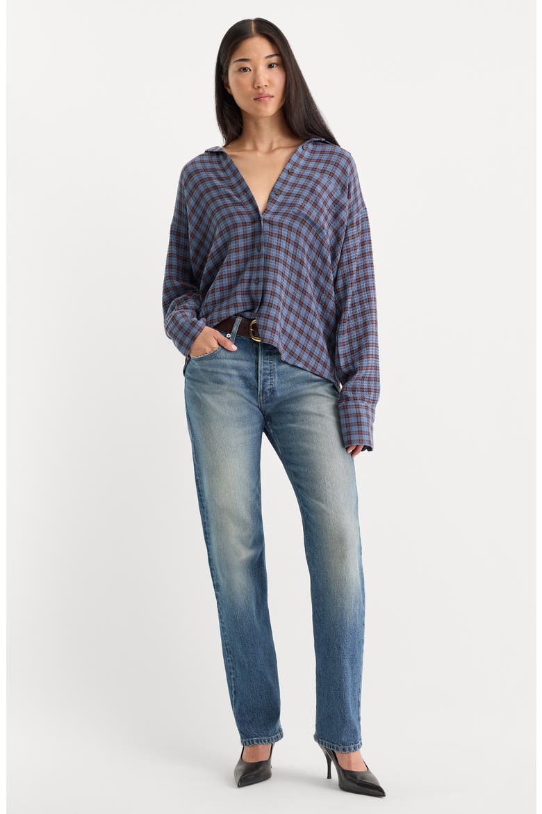 The Crinkle Easy Plaid Shirt, Alternate, color, BLUE PLAID