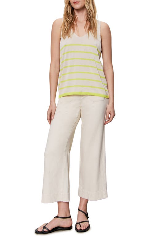 Sanctuary V-neck Knitwear Tank In Muslin Desert Lime Stripe