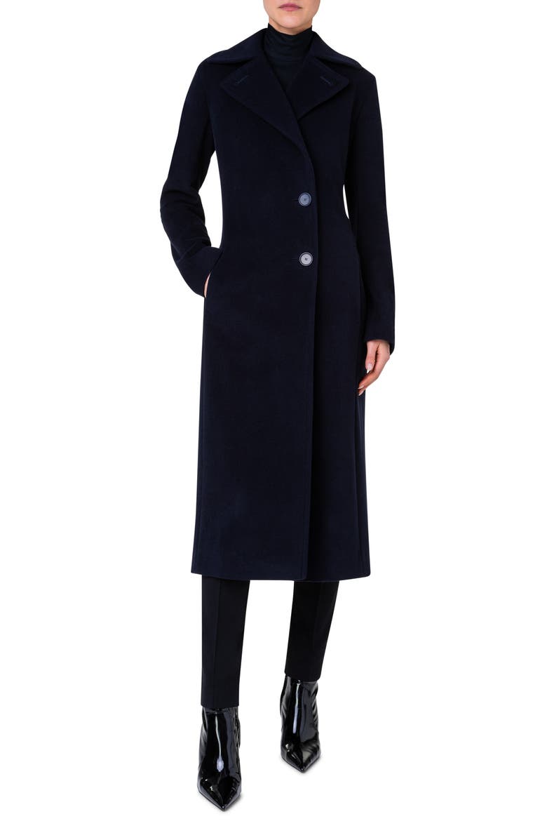 Belted Wool Blend Coat, Main, color, 079 NAVY