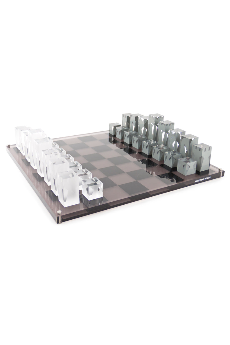 Acrylic Chess Set, Alternate, color, Smoke / Clear