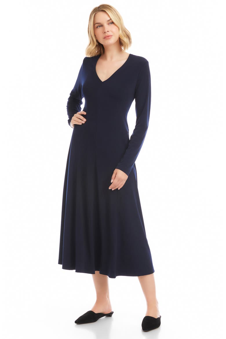 Kate Long Sleeve Travel Jersey Midi Dress, Alternate, color, NAVY