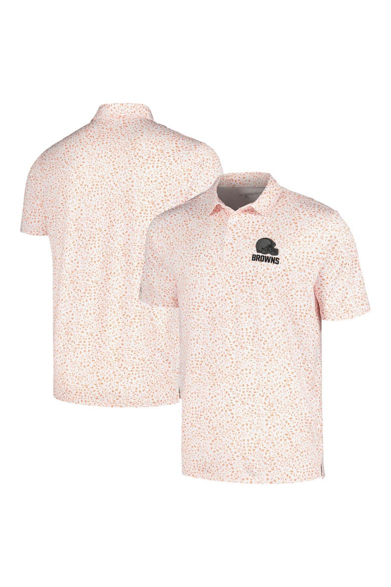 Men's Antigua White/Orange Cleveland Browns Motion Polo, Main, color, White