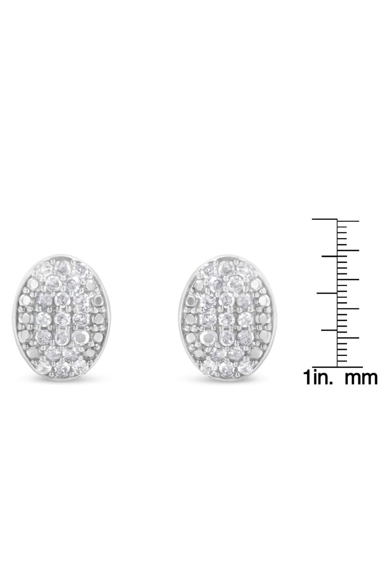Silver Round Diamond Oval Cluster Earrings, Alternate, color, White