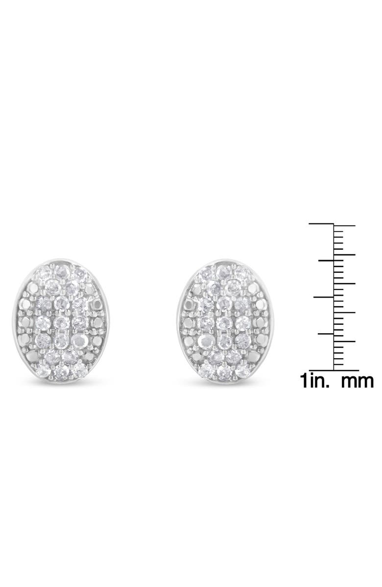 Haus of Brilliance Silver Round Diamond Oval Cluster Earrings, Alternate, color, White