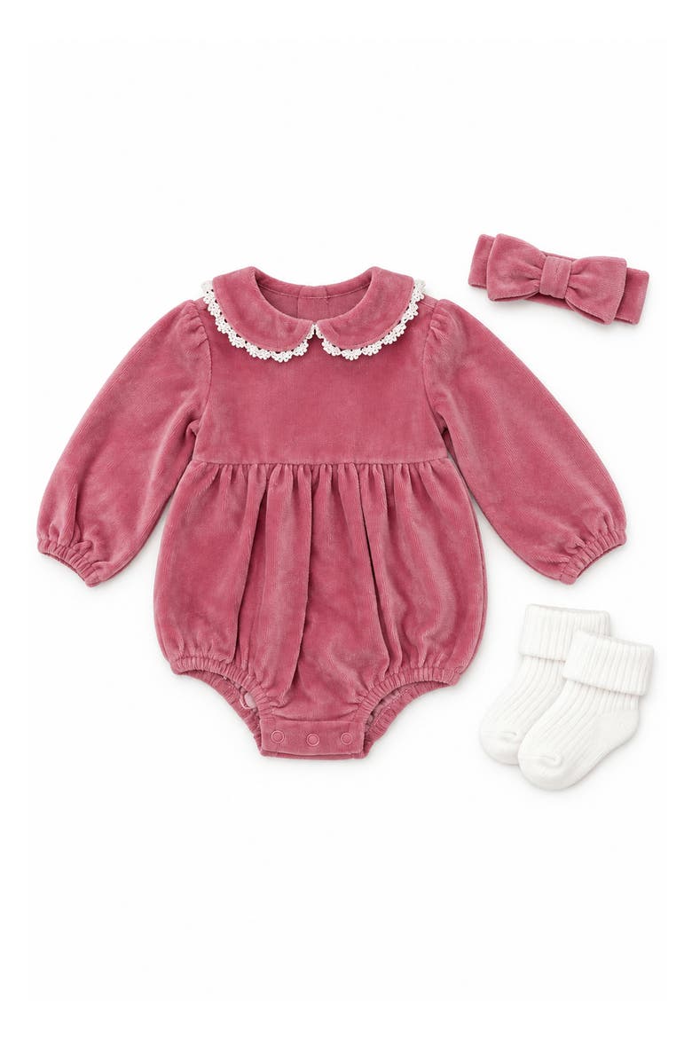 3-Piece Corduroy Romper Set, Main, color, LIGHT/ PASTEL PINK