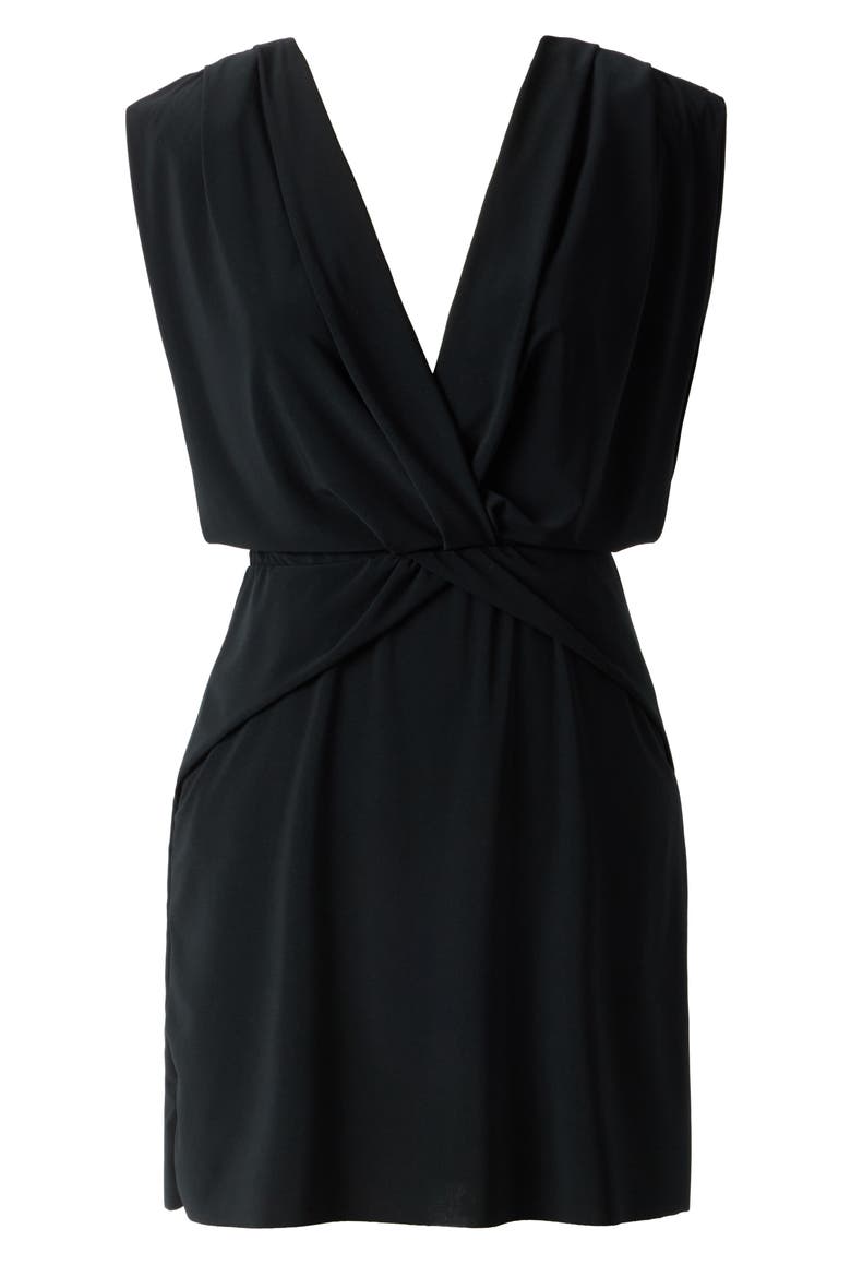 Surplice Plunge Neck Jersey Matte Cover-Up Dress, Alternate, color, BLACK