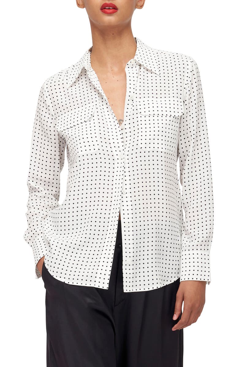 Equipment Slim Fit Signature Dot Print Silk Button-Up Blouse, Main, color,