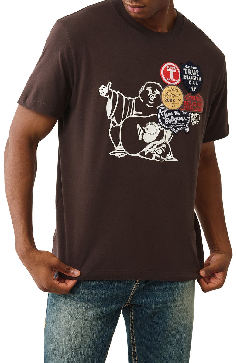 True Religion Patch Buddha Graphic T-Shirt, Main, color, Dark Brown
