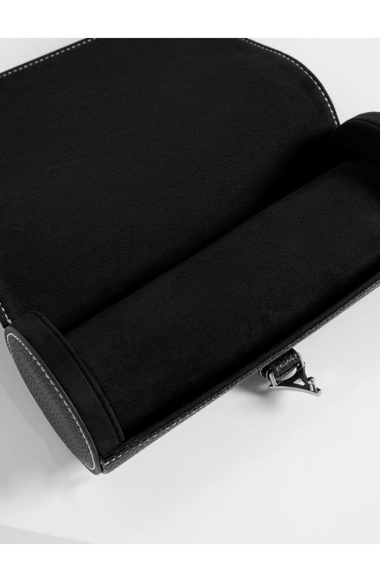 Manière De Voir Fred Pebbled Leather Contrast Stitch Watch Roll, Alternate, color, Black