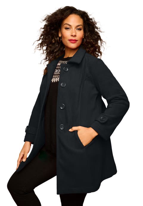 Plus Size Button Up Fleece Jacket (Plus)