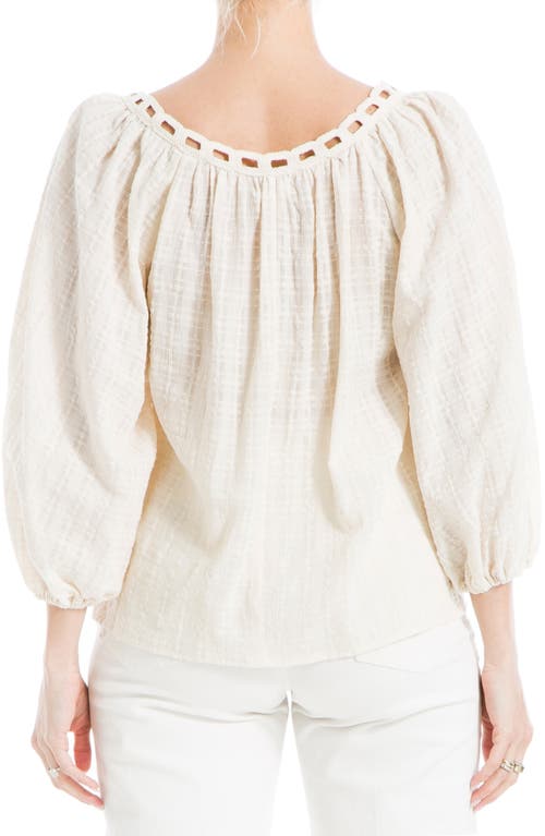 Max Studio Openwork Bubble Sleeve Top