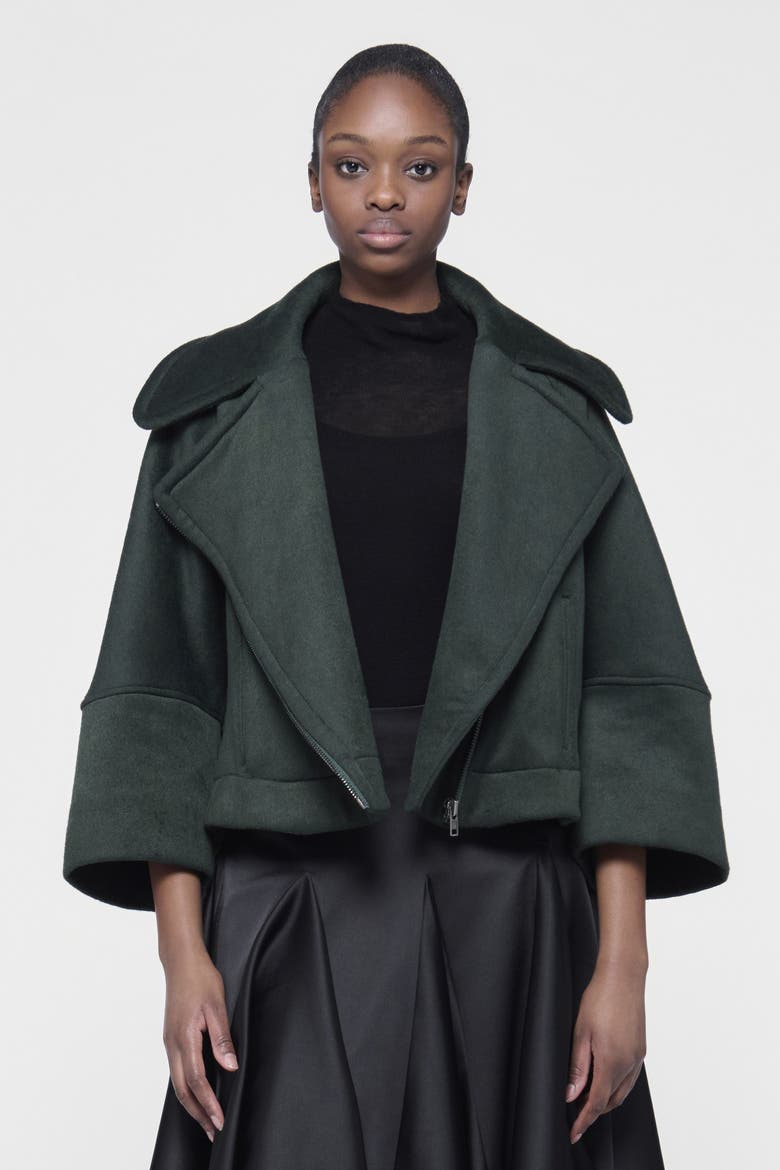 Boxy Biker Jacket, Alternate, color, Green