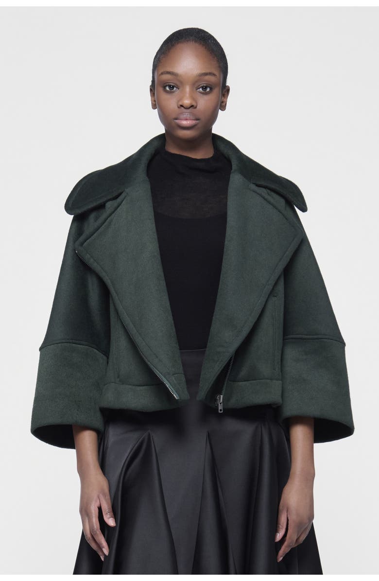 Leem Boxy Biker Jacket, Alternate, color, Green