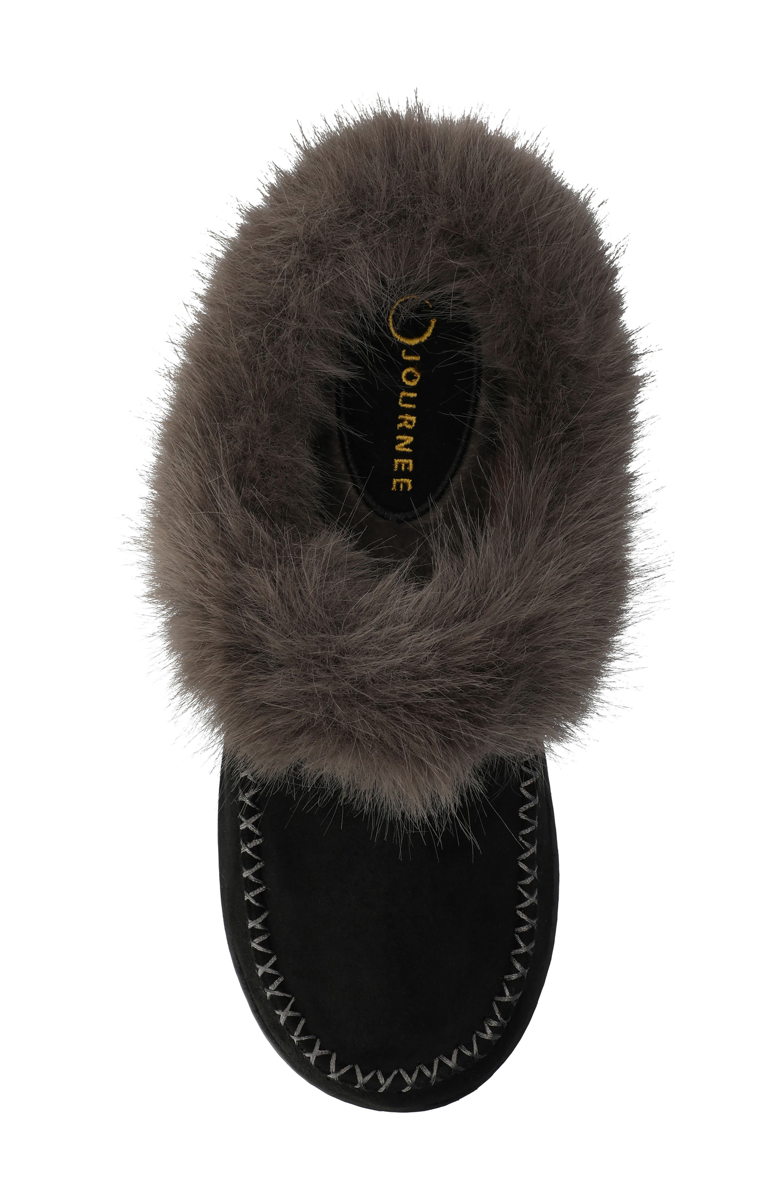 Journee Collection Taran Faux Shearling Lined Slipper, Alternate, color, Black