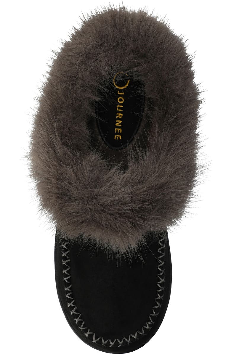 Journee Collection Taran Faux Shearling Lined Slipper, Alternate, color, Black