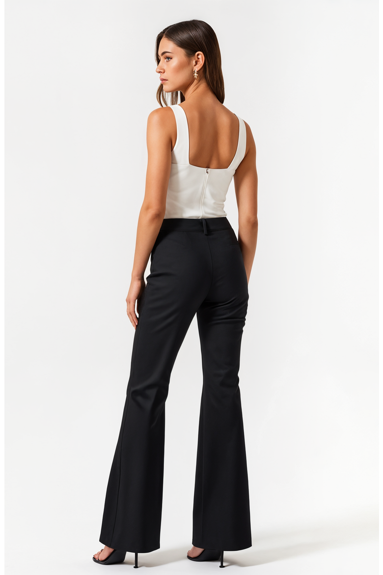 High-Waisted Wide-Leg Trousers with Tailored Fit and Pockets, Alternate, color, Black